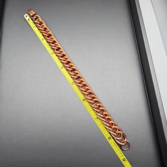 VTG Solid Copper Chunky Ribbed Cuban Chain 11.5 mm Bracelet 8.5" Snap Clasp 60g - Picture 8 of 8